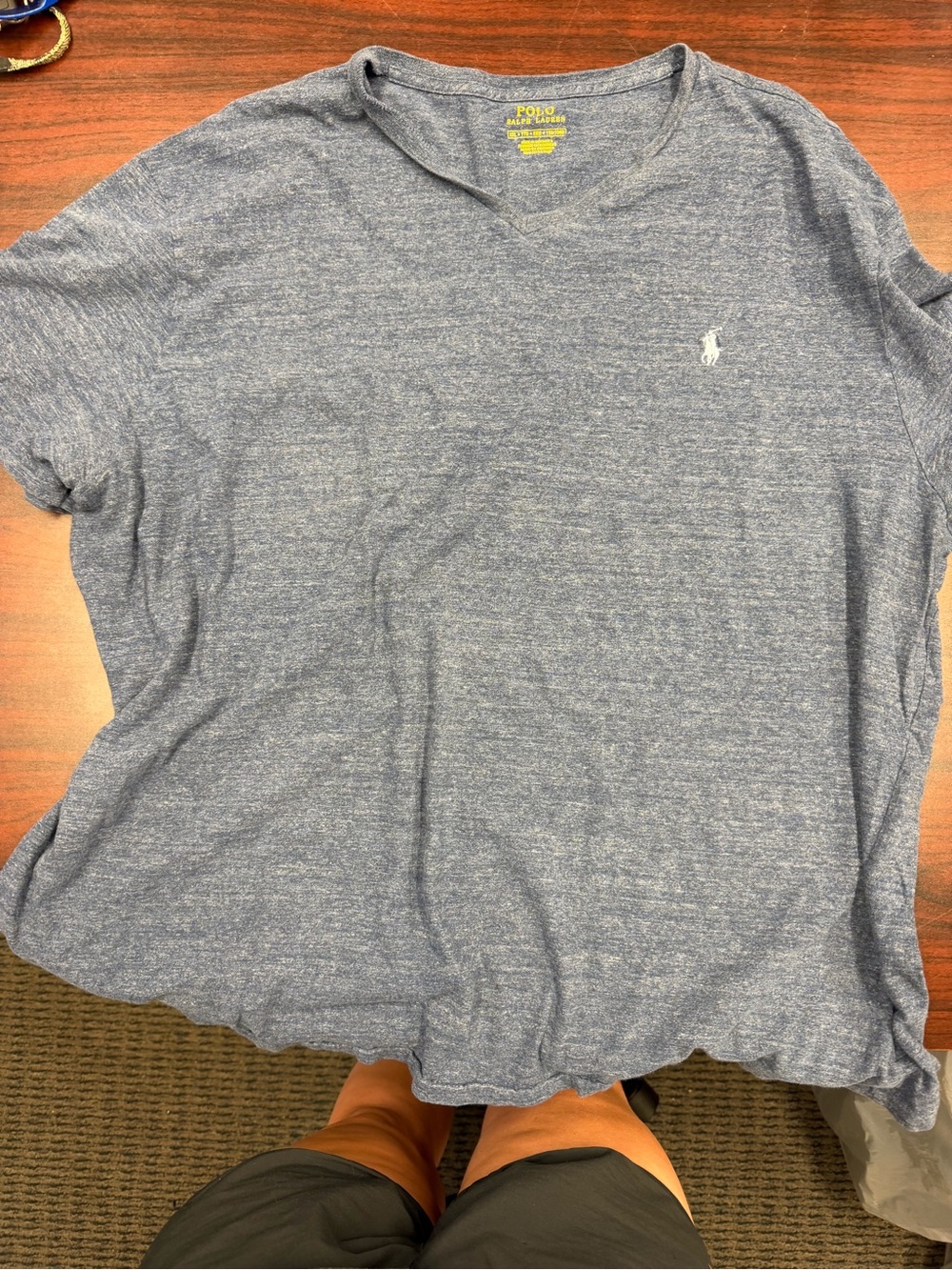Polo by Ralph Lauren Men's Heather Navy V-Neck Tee